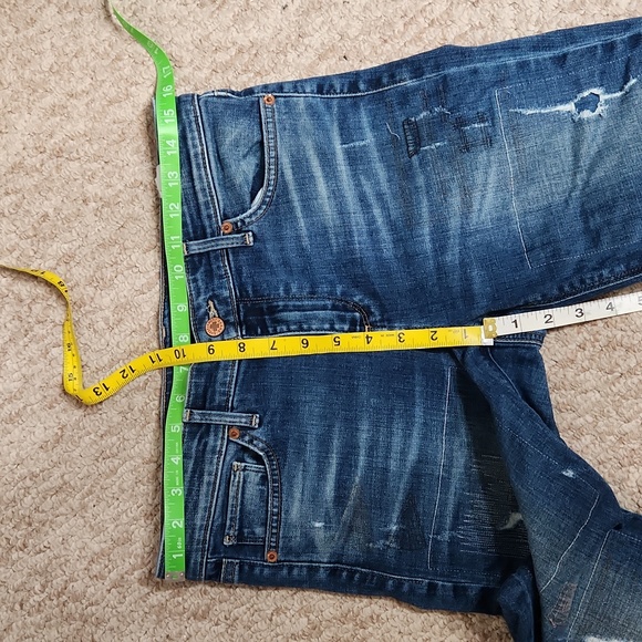 Lucky Brand " Ava Skinny" Distressed 8/29 Ankle Blue Wash Denim Jeans - Picture 8 of 13